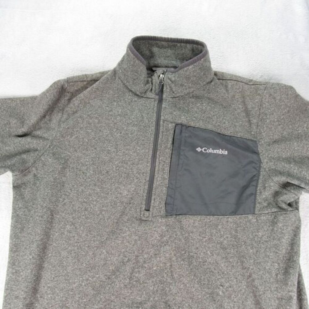 Columbia Sweater Mens Large Gray Zip Pocket 1/2 Zip Fleece Pullover Outdoor Golf - Picture 7 of 12